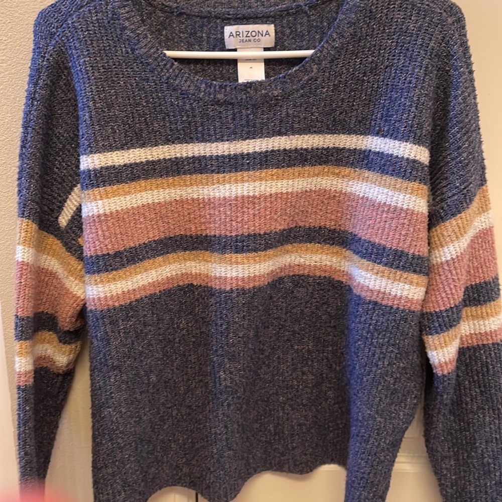 Medium blue striped sweater